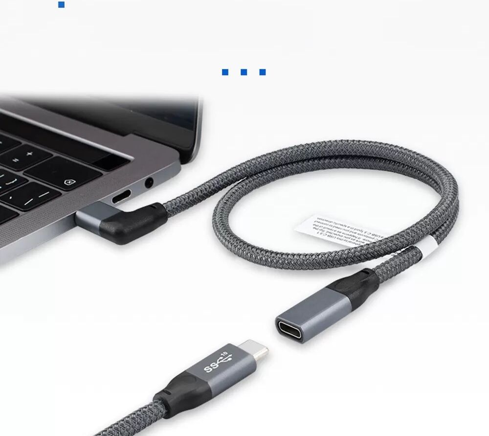 INF 100W USB-C Verlängerungskabel – 20 Gbit/s Daten & 4K Video – Rechtwinkliges Design 1,5 Mio.