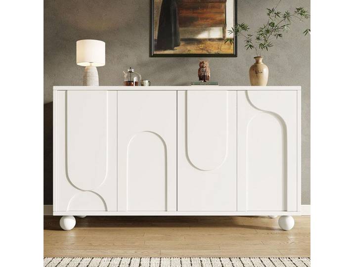 Armoire de rangement buffet avec espace de rangement anti-dumping buffet moderne et simple avec plateau réglable blanc