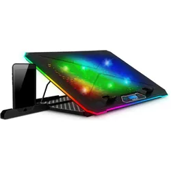 Evolveo Ania 9RGB, chladící podložka pod notebook, 6x ventilátor, RGB podsvícení ventilátorů a obvod, Notebook Ständer, Schwarz