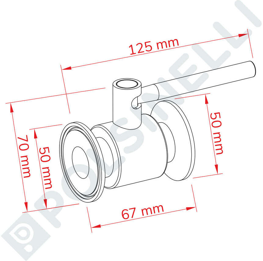 Polsinelli Vanne à boule Inox CLAMP 1"1/2 DN20