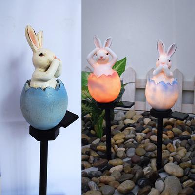 Combo Retail Shop Solar Powered Waterproof Outdoor Lawn Lamp, Cute Rabbit Garden Ground Light, Pathway Patio Decor Lighting For Lawn blue