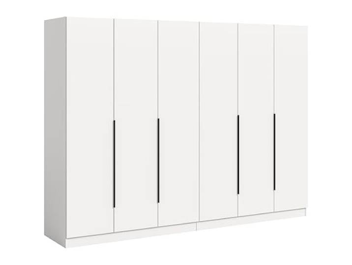 xonox.home – Kleiderschrankkombination Kopenhagen 240x181x52 cm in Weiß – 2X 3-türig mit 2 Kleiderstangen und optionalen Einlegeböden – Schrankwand für maximalen Stauraum in Ihrem Schlafzimmer