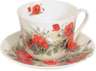 Roy Kirkham Breakfast Cups & Saucers - Poppy (Set of 2)
