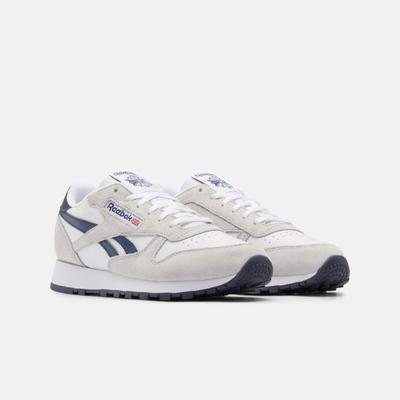 Sneaker REEBOK CLASSIC "CLASSIC LEATHER", Jungen, Gr. 38, weiß (weiß, new grau 1, legacy blau), Leder, Synthetik, Schuhe Sneaker