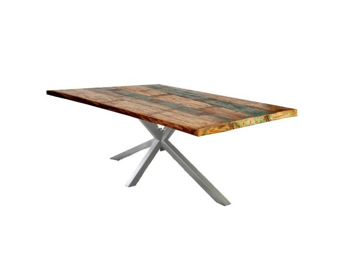 Mid.you Esstisch, Mehrfarbig, Silber, Holz, Metall, Altholz, massiv, rechteckig, Sternfuß, 85x76x160 cm, Esszimmer, Tische, Esstische