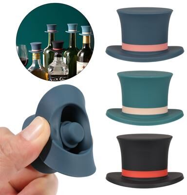 Inspire Daily Merch Silicone Wine Bottle Stopper Champagne, Beer, And Wine Sealer Plug, Vacuum Sealed Bar & Kitchen Tool black