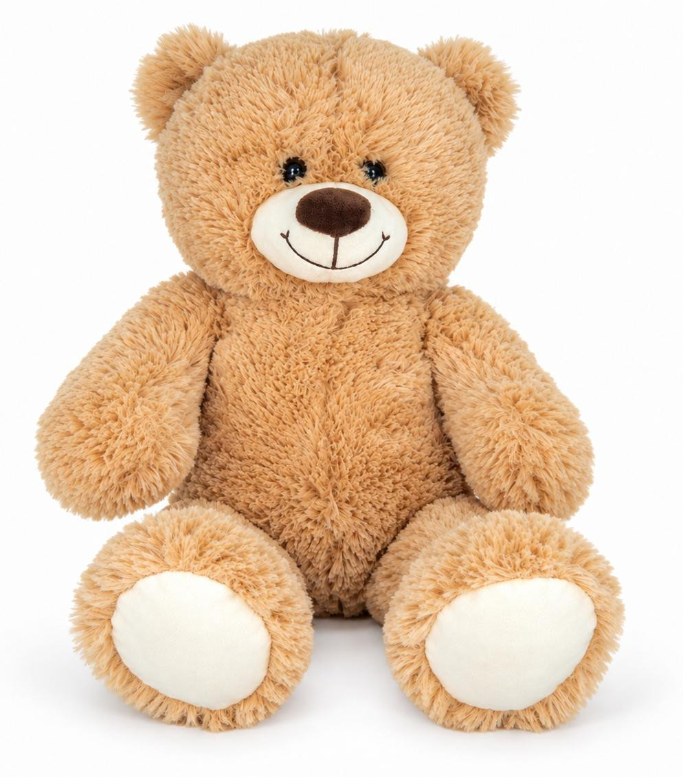 Benza Knuffelbeer Lichtbruin - Zachte Pluche Teddybeer met Witte Snuit en Voetzolen - 50 cm