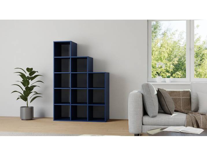 50 cm tiefes Stufenregal MDF Lackiert Kobalt­blau