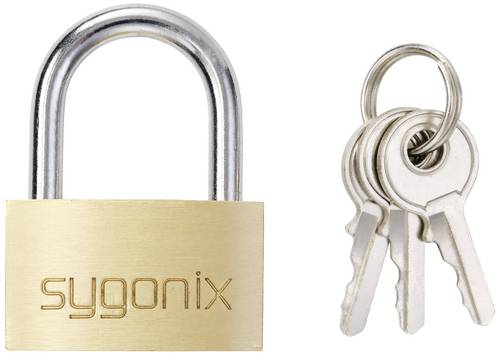 Sygonix SY-5045288 Vorhängeschloss 29.8mm teilweise gleichschließend Goldgelb Schlüsselschloss