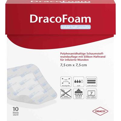 Dracofoam Infekt haft sensitiv Wundauf.7,5x7,5 cm 10 St Verband