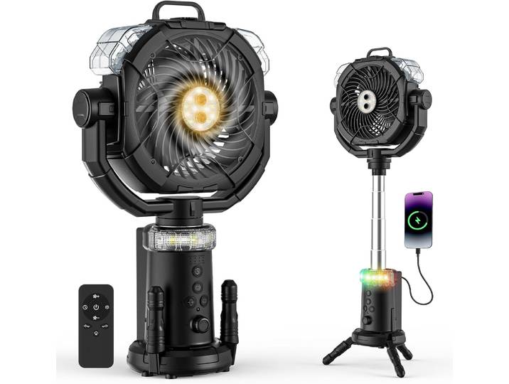 Ventilateur de Camping Rechargeable 330ml ventilateur de brumisation Portable 20000mah crochet à distance oscillant ventilateur extérieur au sol 2 monsieur de pulvérisation