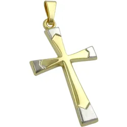 Gallay Anhänger 25x16mm Kreuz bicolor 9Kt GOLD