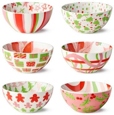 "Certified International Scarlet Ribbon Set of 6 All Purpose Bowl 4.75in - 4.75"" L x 4.75"" W x 2.25"" H"
