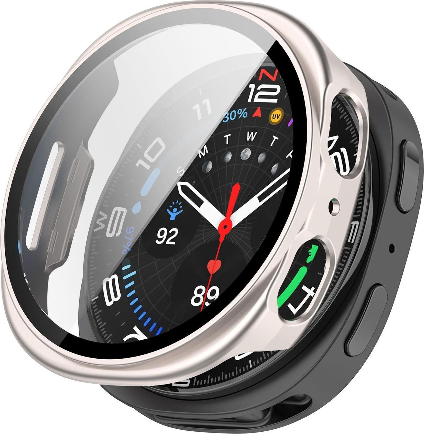 Wigento Beschermhoes en Beschermglas H9 voor Samsung Galaxy Watch 9 en 8 (40mm) - Kunststof