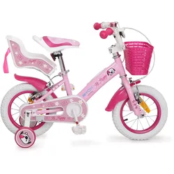Byox Kinderfahrrad 12 Zoll Puppy, Stützräder, Frontkorb, Puppensitz ab 3 Jahre