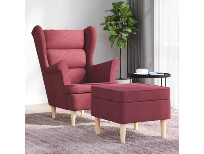 Sessel mit Fußhocker Weinrot Stoff Polyester Loungesessel mit Schaumstoff Hochelastischer Schaumstoff, strapazierfähiges Polyester, integrierte Fußstütze, vielseitig im Wohnraum, 110 kg belastbar