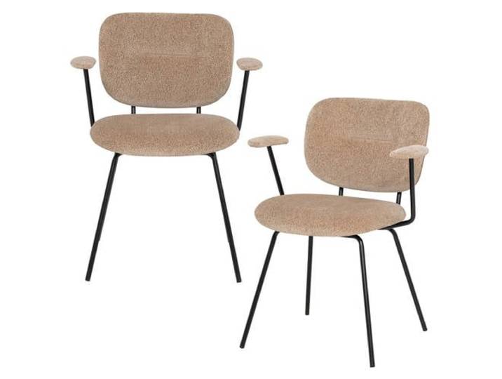 WOOOD Brint eetkamerstoelen met armleuningen - zand (set van 2)