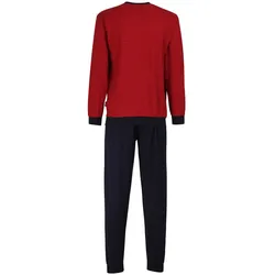 GÖTZBURG Herren Schlafanzug lang - Pyjama V-Ausschnitt, Pure Cotton Chili Pepper / 5XL (62)