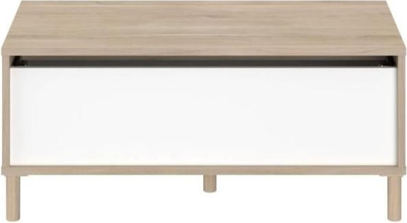 Parisot Meubles Morphos rechthoekige salontafel met verstelbare hoogte en inklapbaar blad, wit eikenhout, B: 100,8 cm, D: 50 cm, H: 43,6 cm
