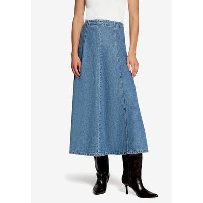 Jeansrock ZERO, Damen, Gr. 40, blau (middle blau denim), Denim/Jeans, Obermaterial: 100% Baumwolle, unifarben, bequem 7/8-Länge, Röcke Jeansrock, 7/8 Länge / Reißverschluss hinten