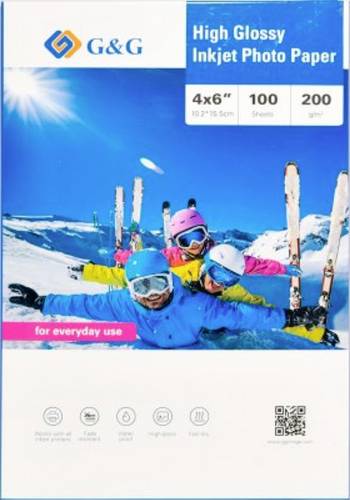 G&G Fotopapier 100 Blatt 4 x 6 Zoll / 10,2 x 15,5cm hochglänzend 200g/m² - die preiswerte Alternative!