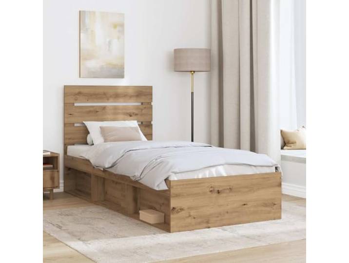 SKTQYQO Bettgestell Eiche Handwerk 90 x 200 cm Modernes Design, klare Linien, robuster Rahmen, Kopfteil inklusive