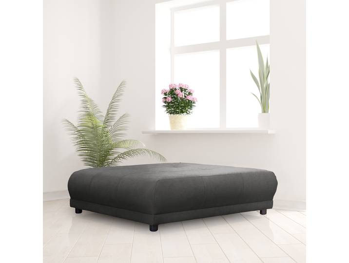 Repose-pieds capitonné 125 x 39 x 125cm Gris Microfibre Enza: Anthracite