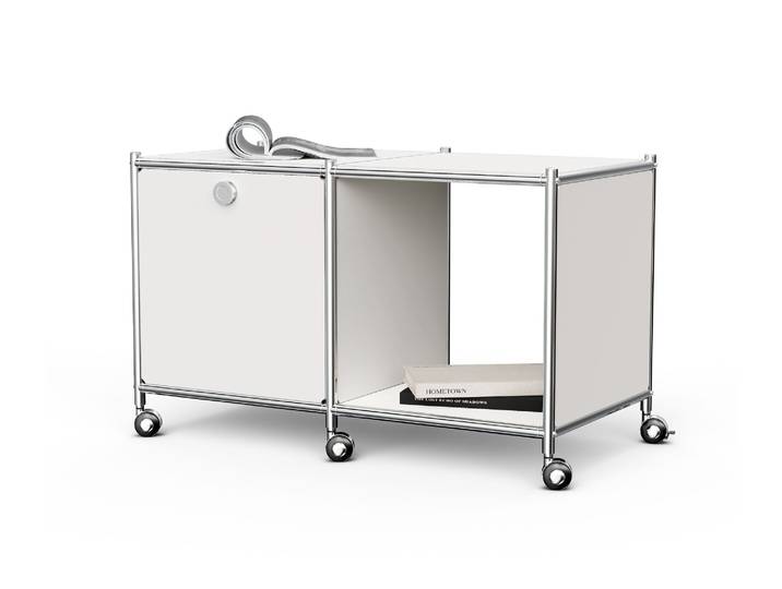 Tchibo - Beistelltisch Metall »Cn3« mit 1 Klappenfach und Rollen - 78,5x40x48,5cm - chrom -