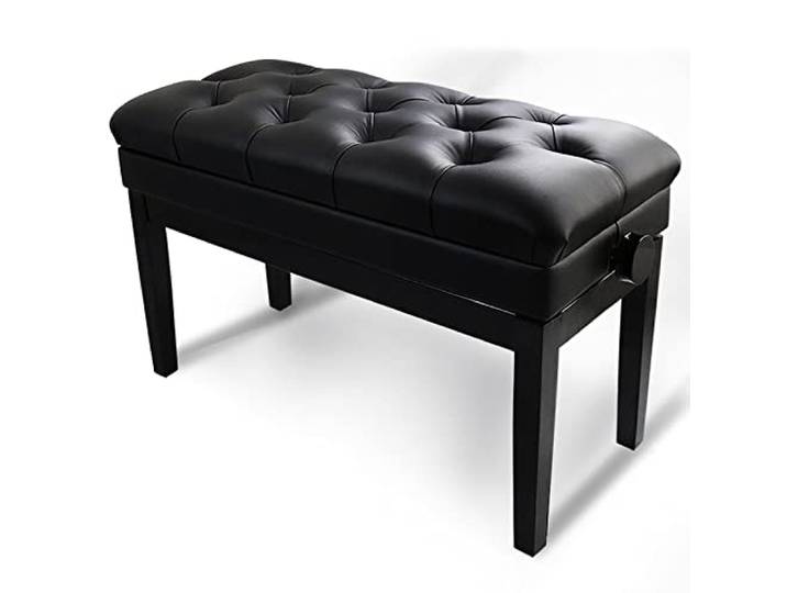 iumLeap Leder-Klavierbank, Deluxe-Klavierbank, Duett-Keyboardhocker, Massivholz, 10 cm, höhenverstellbar, 82 x 36 x 50-60 cm