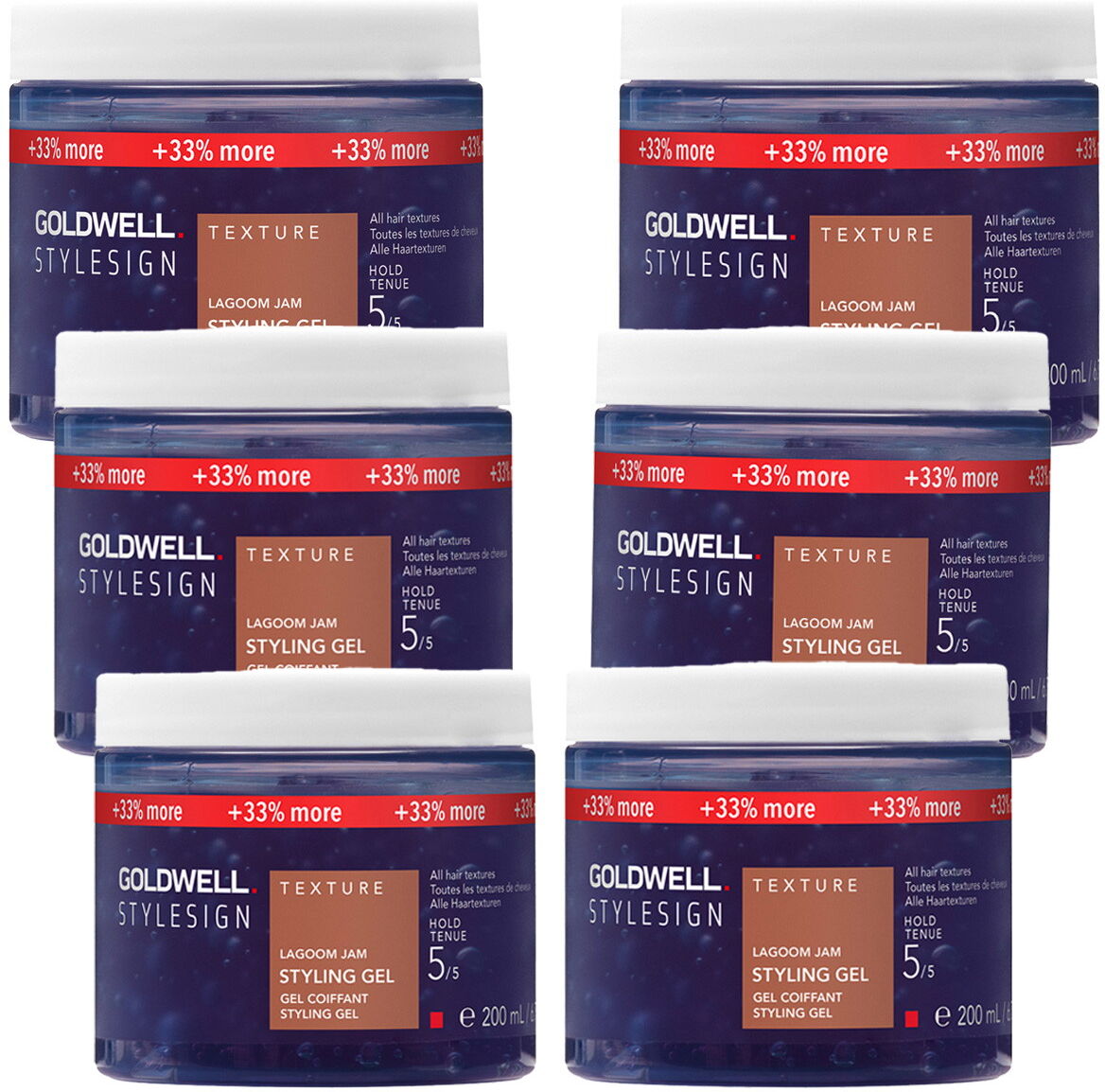 1200ml Goldwell StyleSign Texture Lagoom Jam Styling Gel Set (6 x 200ml)