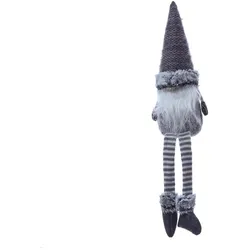 MARELIDA Wichtel Dekofigur Weihnachtsdeko Kantenhocker H: 45cm grau/weiß