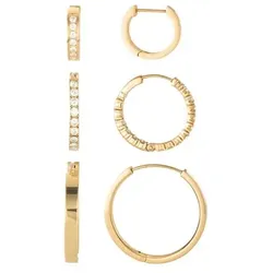 DIAMONIQUE® 3tlg. Creolen Set = 2,12ct Brillantschliff Edelstahl