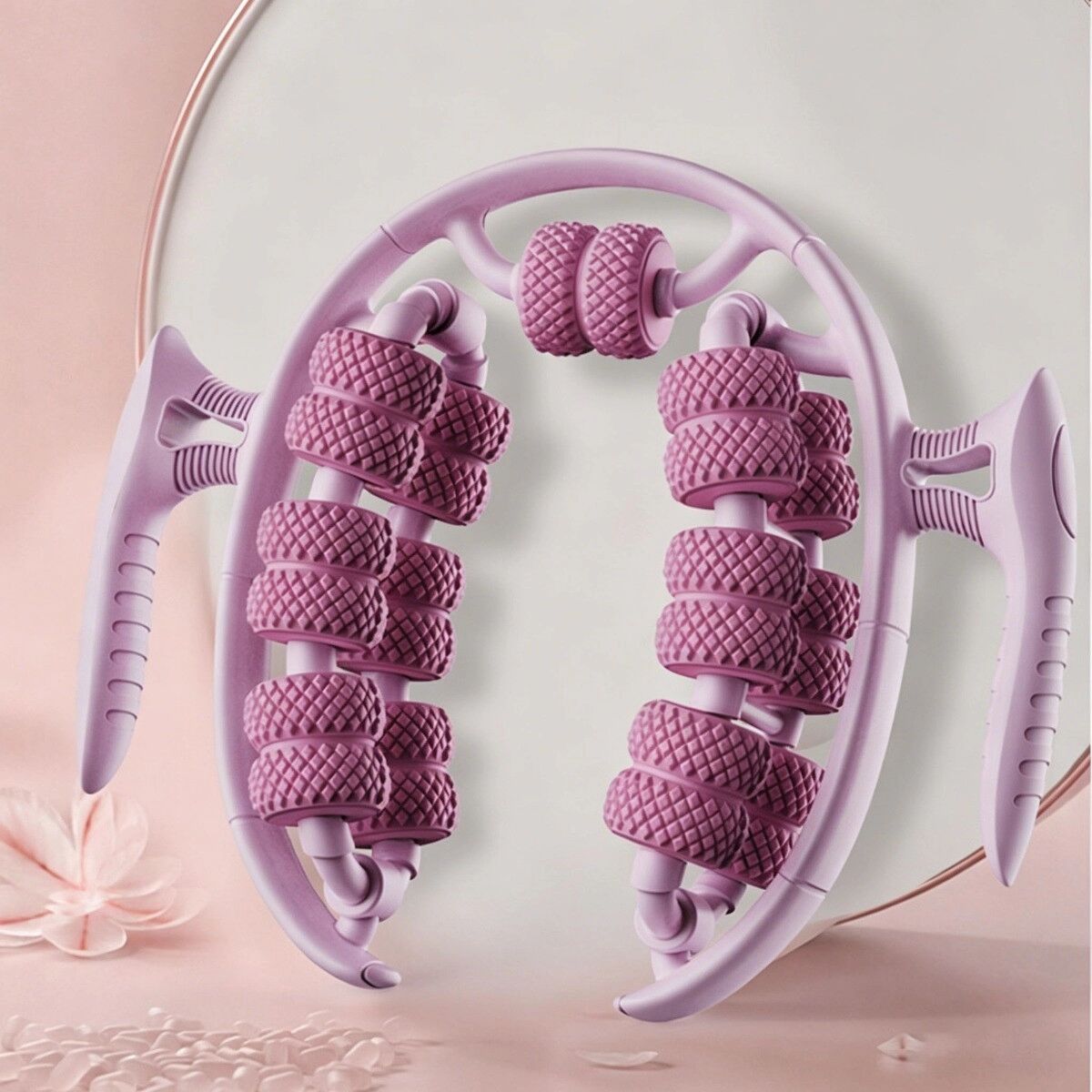 INF Masseur pour mollets 26-roues à serrage annulaire - Massage profond 360°, double action, plastique, couleurs multiples, Rose