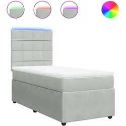 vidaXL Boxspringbett mit Matratze Hellgrau 90x190 cm Samt