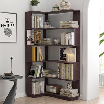 Kodotan sofa "90cm (35.43"") Extended Size Freestanding L-Shaped Corner Bookshelf, Anti-Drop Wooden Bookcase With Anti Tipping Device"