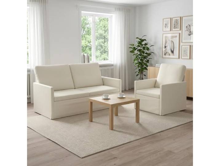 Sofa-Set 2 pcs Creme Cordstoff mit Metallrahmen Weicher Cordstoff,stabiler Metallrahmen,Schaumkissen,Innenbereich,Wohnzimmer,Montage mit 2 Personen