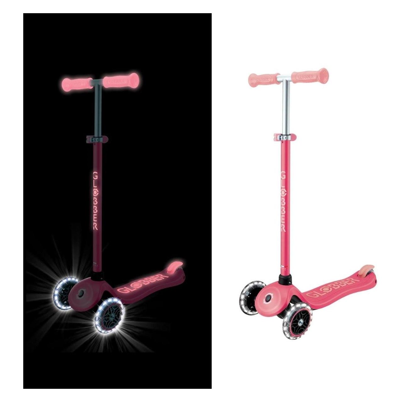 Globber PRIMO PLUS GLOW LIGHTS Scooter - Coral Pink (443-110) (443-110)
