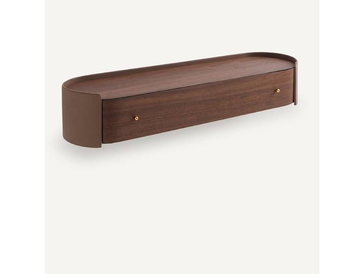 AM.PM Console murale plaqué noyer et cuir, Firmo Marron Noyer