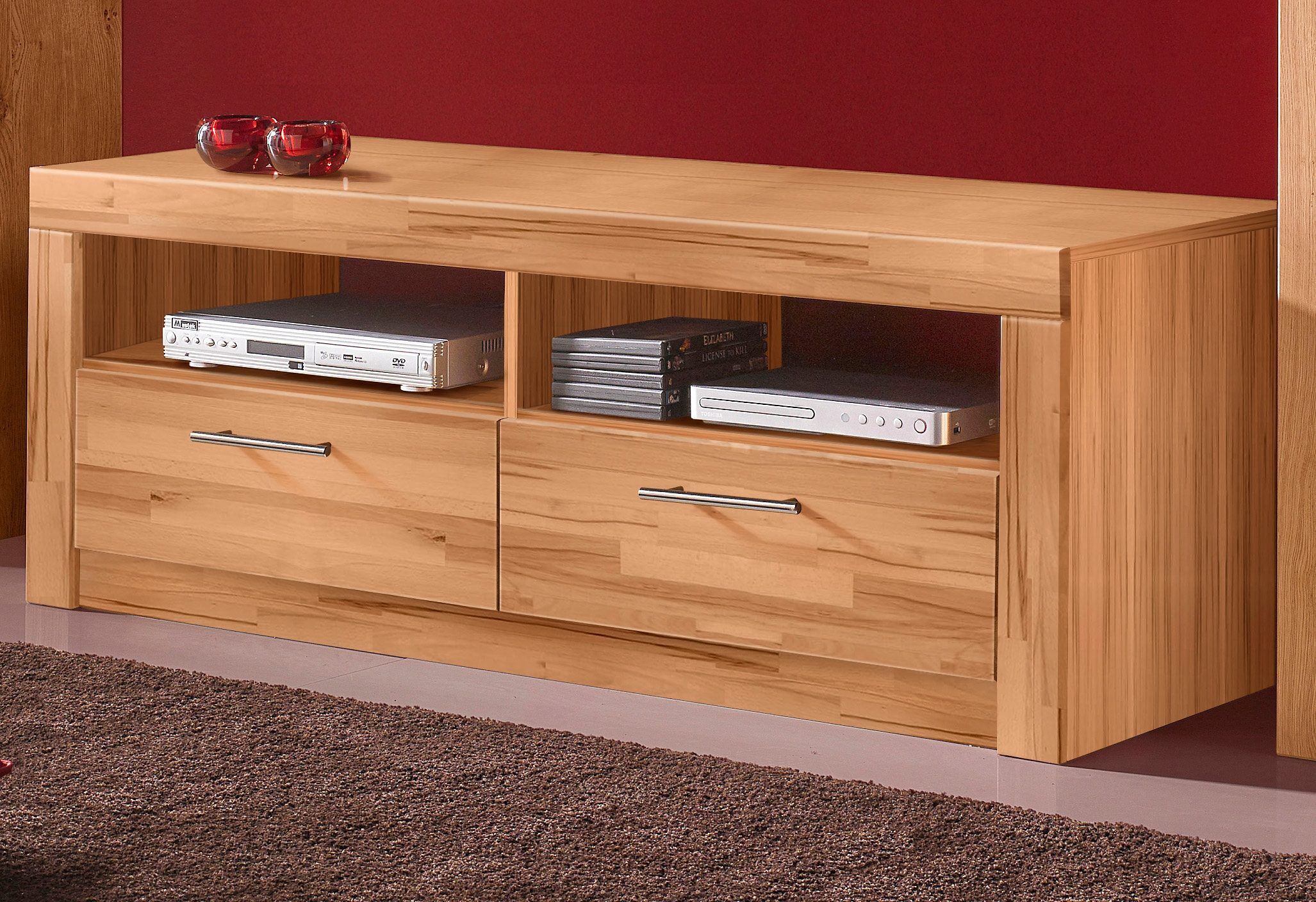 Lowboard VOGL MÖBELFABRIK "Toronto", beige (kernbuche teilmassiv), B:125,5cm H:46,4cm T:52cm, Sideboards, Lowboard kernbuche teilmassiv B/H/T: 125,5cm x 46,4cm x 52cm, ohne Aufbauservice, 2 Stk., Kernbuche