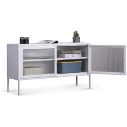 Coemo Sideboard weiß Tokio 115x35x64cm Metall Glastüren