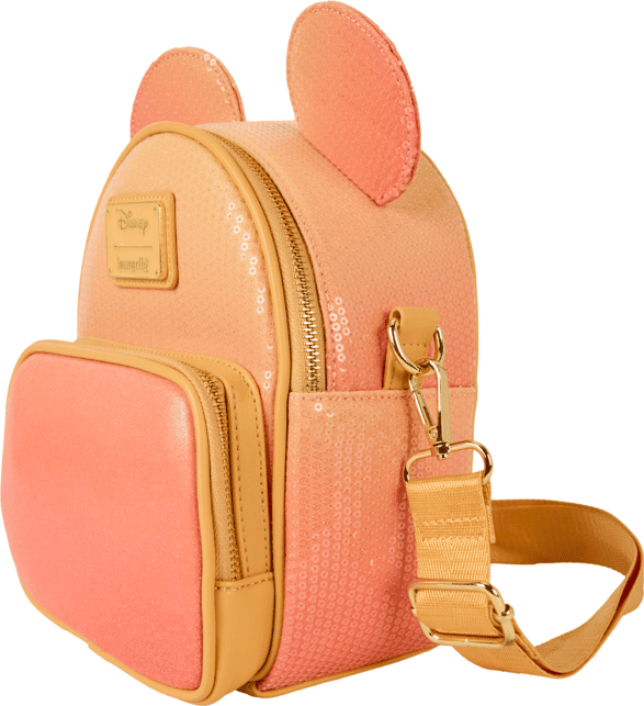 Loungefly Disney Mickey Mouse Loungefly Sequin Glitter Convertible Mini Backpack ; Crossbody, Faux Leather, Officially Licensed Disney