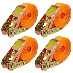 Relaxdays Spanngurte mit Ratsche 4er Set Gold,Orange