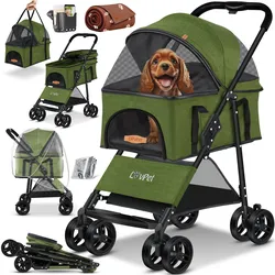 Lovpet Hundewagen 2in1 Hundebuggy Hundebox Transporttasche Faltbar (Hund, Katze, Atmungsaktiv, Faltbar), Tiertransport