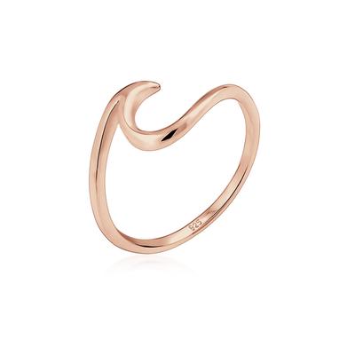 Silberring ELLI "Ring Wellen Wave Maritim Meer 925 Silber" Gr. 54, rosa (rosegold), Fingerringe, Damen, 54, Silber 925 (Sterlingsilber), Silberring