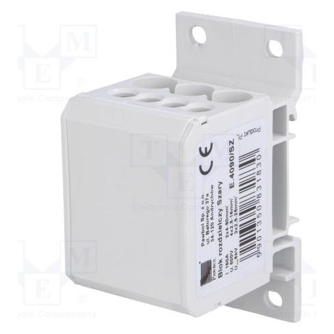 Pawbol Blok rozdzielczy 160A 1P 2x2,5-50/4x2,5-16 3x2,5-25/SZ E.4090/SZ (E.4090/SZ)