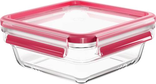 Emsa Clip & Close Frischhaltedose 0.8l Glas mit Deckel, wasserdicht, BPA-frei Transparent, Rot 600747