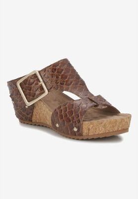 Women's Thea Wedge Sandal by Ros Hommerson in Luggage Snake Leather (Size 6 M)
