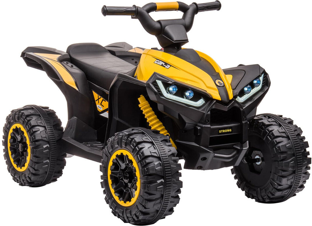 ZACOO 12V Kids Electric ATV HL578 Quad Ride-On Toy Car with Parental Remote Control, 2 Speeds, Wireless Music, LED Lights, Gradual Start & Treaded Tires for Yellow