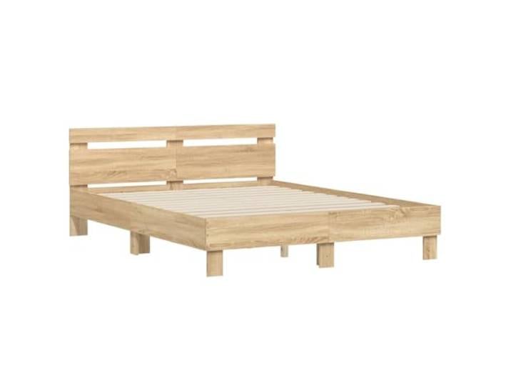 KTHLBRH Bettgestell Kopfteil Eiche Sonoma 140 x 190 cm Mehrschichtholz Lattenrost aus Sperrholz, Rückenstütze, Schlafzimmer, Montage erforderlich