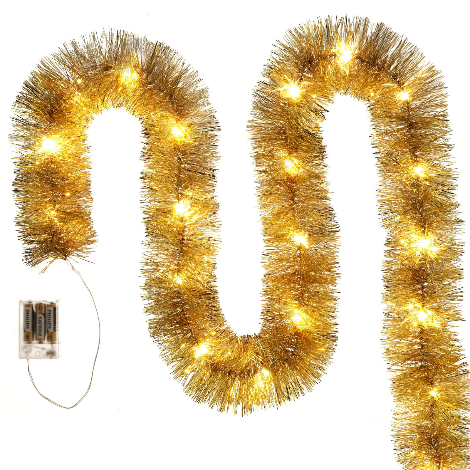 Jumi Gouden LED-lichtslingering voor de kerstboom, 6 meter